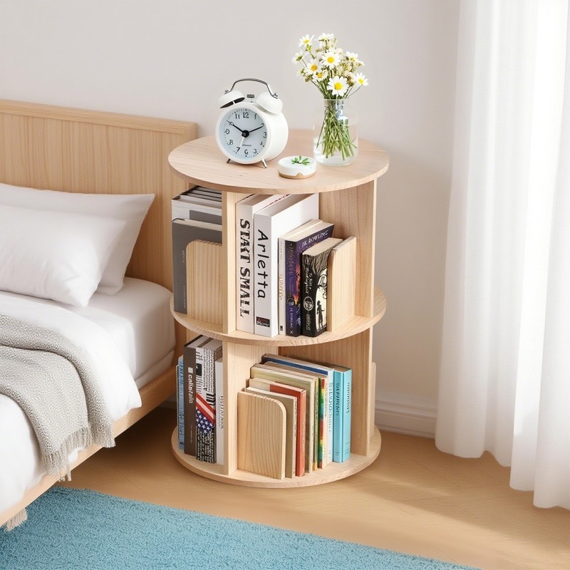 360° Revolving Bookcase Rotating Stackable Shelf Floor-Standing Storage Display gallery