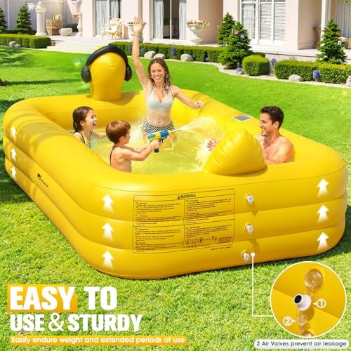 Inflatable Pool with Lights,Solar Duck Inflatable Swimming Pool for Kid,Blow gallery