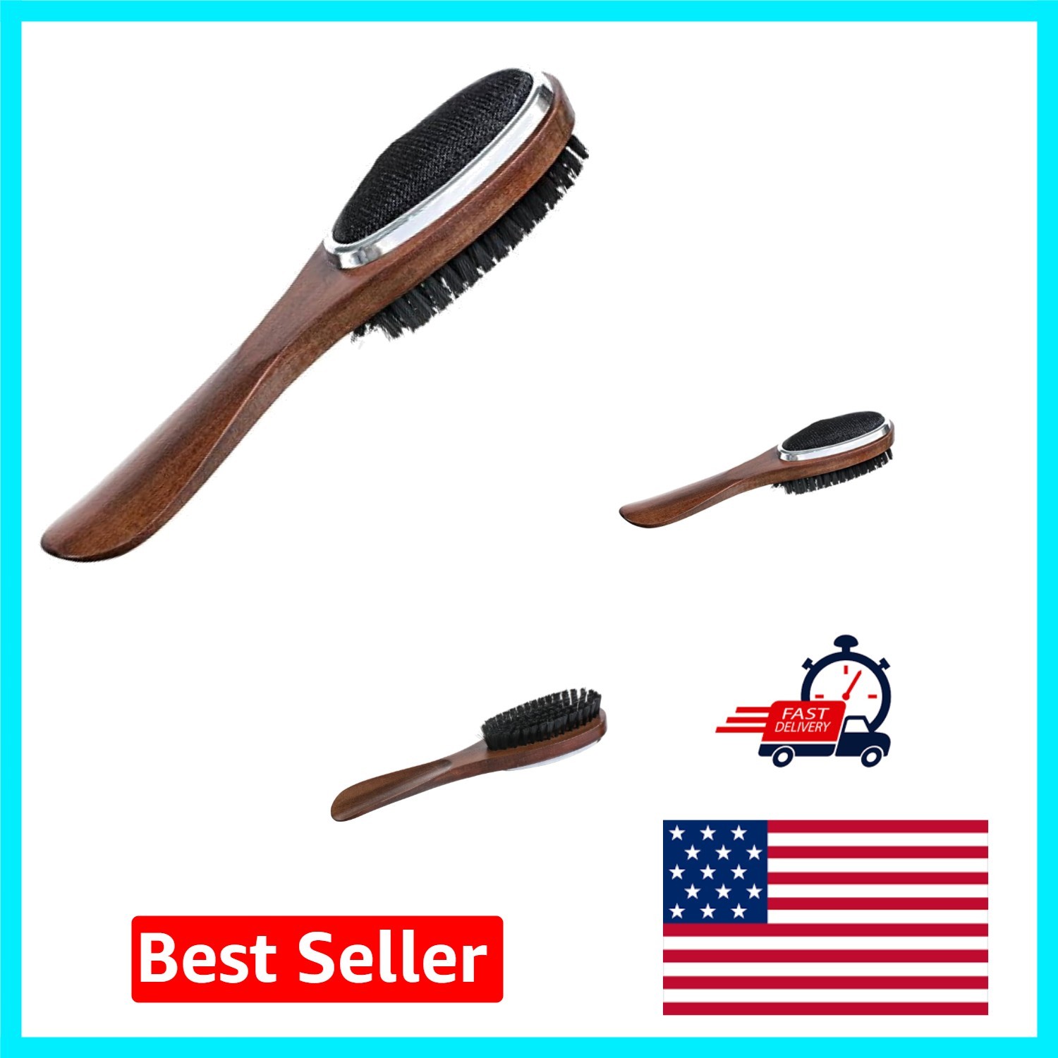 Versatile 3-in-1 Lint Remover, Clothes Brush & Shoe Horn in Walnut Design gallery