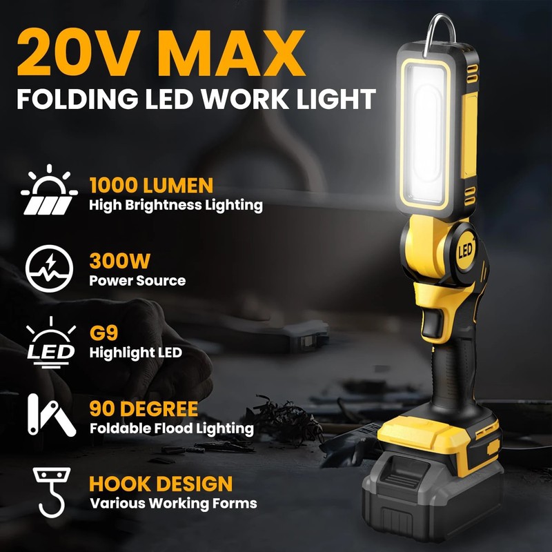 1000LM LED Work Light Flashlight Spotlight For DeWalt 20V MAX Li-Ion Battery.⚘ gallery