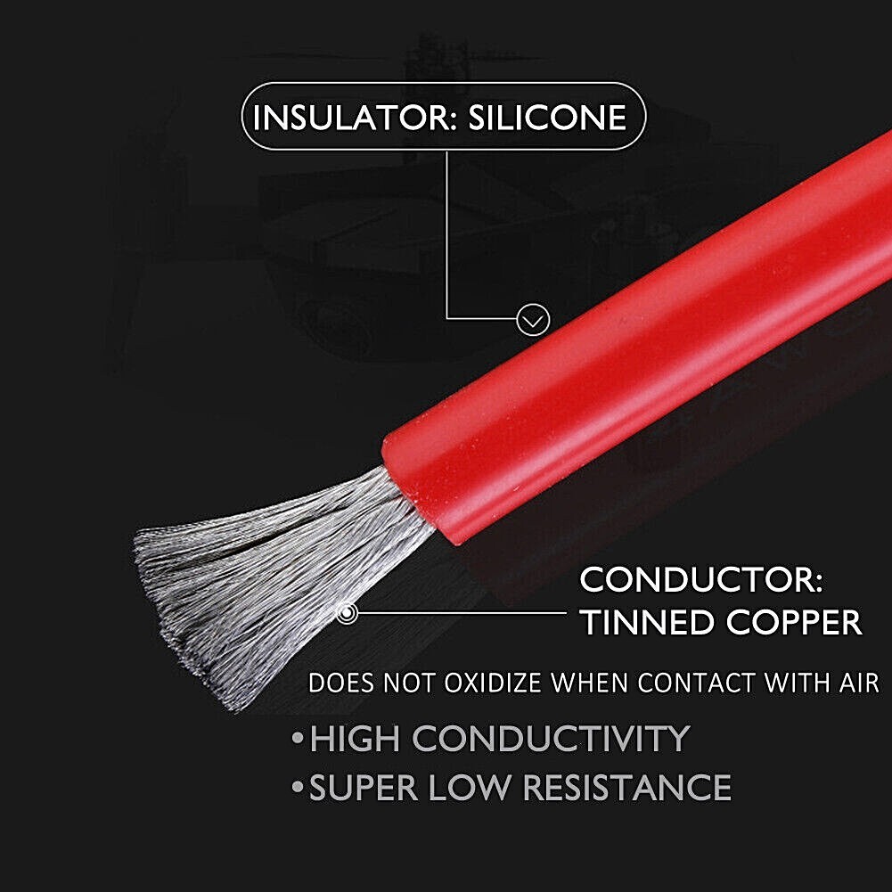 10 AWG Black Red Solar Panel Extension Cable Silicone Flexible Wire Connectors gallery