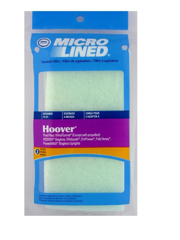 DVC Microlined Final Filter for Hoover WindTunnel 2pk Replaces 40110004, Style 4
