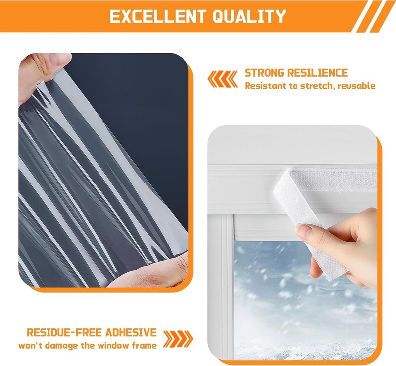 Heavy Duty Window Insulation Kit for Winter - 75 in x 79 in Clear Plastic 180㎛ gallery