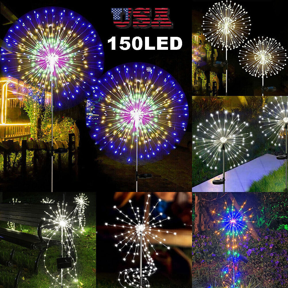 150 LED Solar Fairy Firework Lights Starburst Lamp Garden Path Outdoor Decor USA gallery