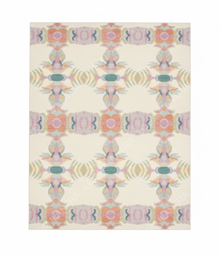 Hand Tufted Wool Area Rug 8x10 Geometric Pastel Ikat Pattern Boho Carpet gallery