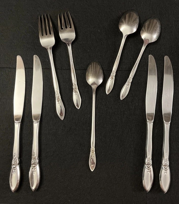 Lot Oneida Community Stainless Flatware Spring ROSE 19 Misc Pieces gallery
