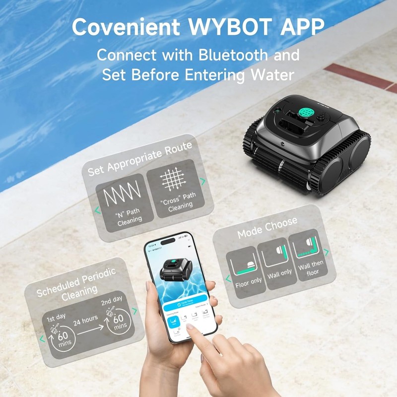 WYBOT C1 Robotic Automatic Pool Cleaner, 4-in-1 Cordless Vacuum for Inground gallery
