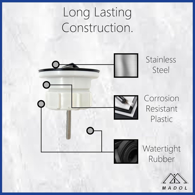 Sink Drain Assembly with Drain Stopper, 1-1/2 inch Metal and Plastic gallery