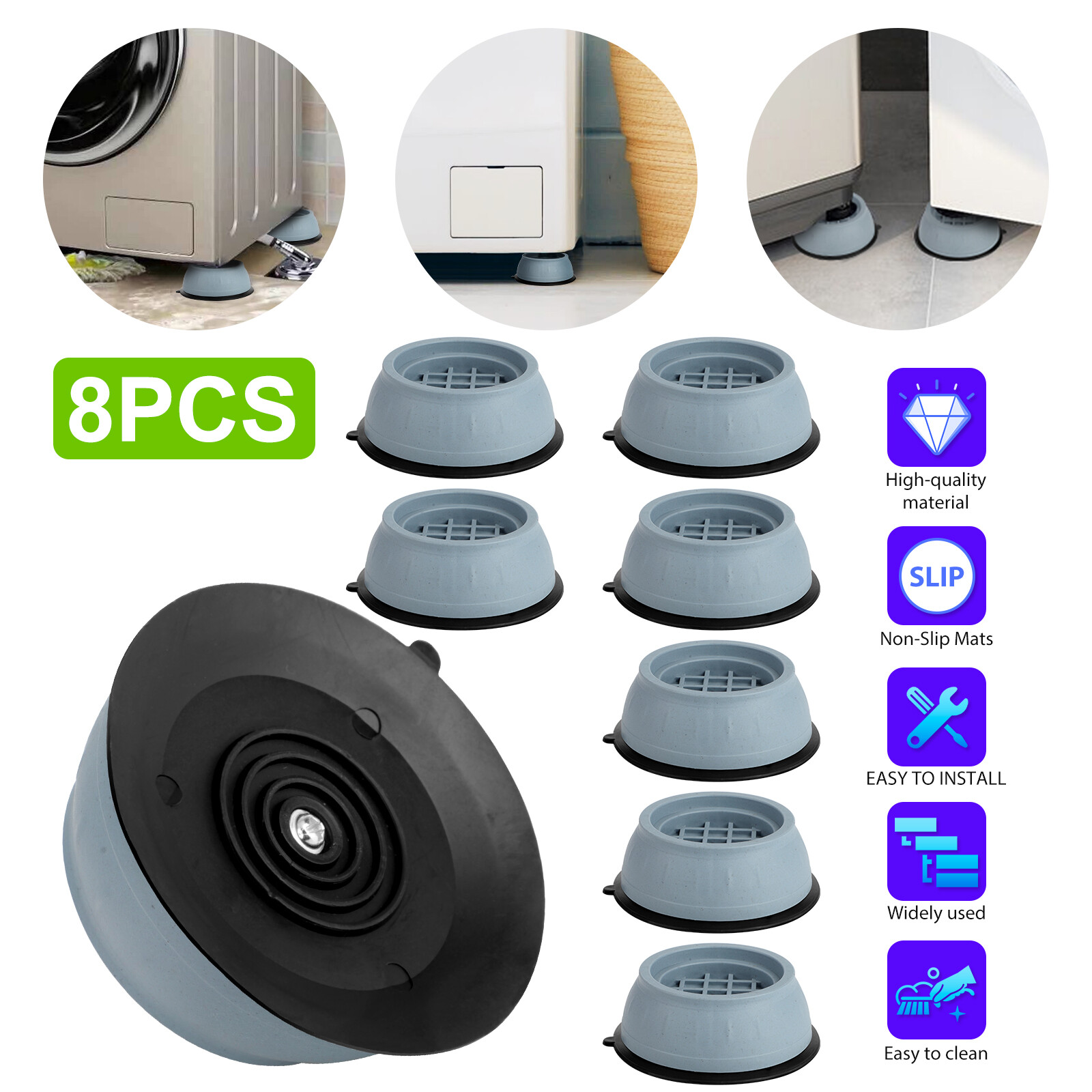 8Pcs Anti Vibration Washing Machine Support Anti-Slip Rubber Feet Base Pads Mat gallery