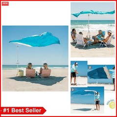 Beach Umbrella Windproof UPF 50+ 96 Inch Square Shade Quick Setup
