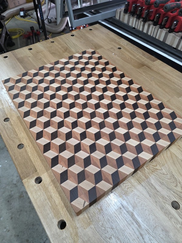 Handcrafted WENGE/CHERRY/MAPLE 3-D End Grain Cutting Board gallery