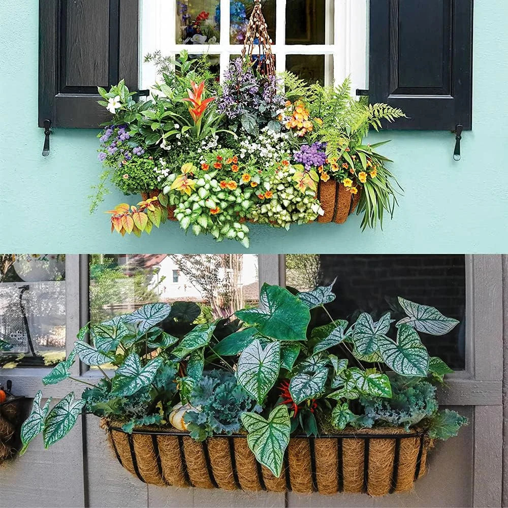 LAVEVE 36 Inches Trough Coco Liner Replacement for Plant Hanging Basket, 2 Pcs T gallery