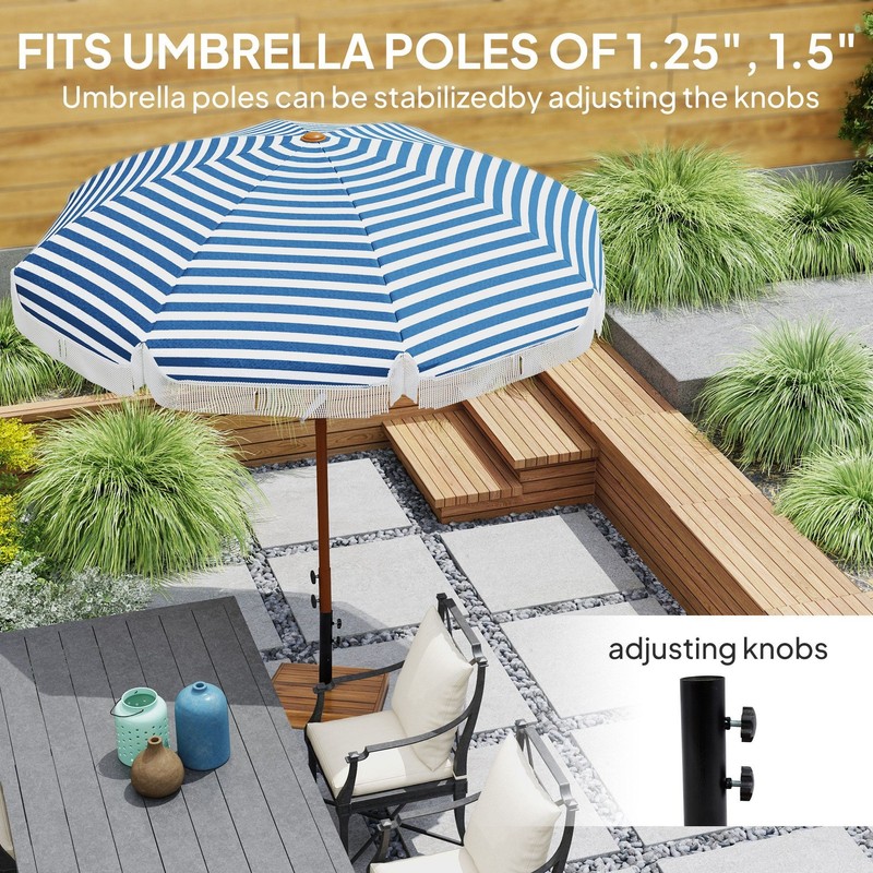 Square Concrete Umbrella Base: 42lb, Acacia Exterior, 17.7" x 17.7", for Outdoor gallery