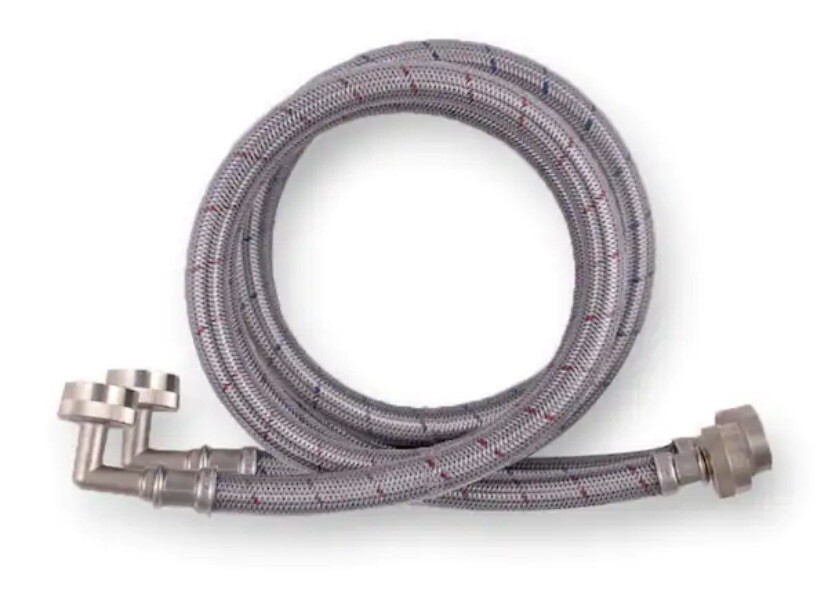 Everbilt 4 ft. Universal Stainless Steel Washing Machine Hose with Elbow(2p)@D5 gallery