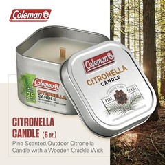 Coleman Pine Scent Citronella Candle with Wooden Crackle Wick – 6 oz
