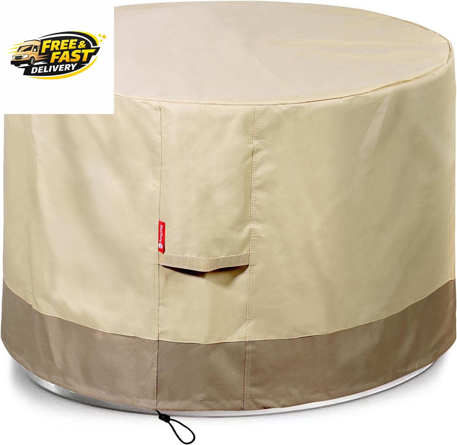round Gas Fire Pit/Table Cover-Heavy Duty 600D Polyester with PVC Coating Materi gallery