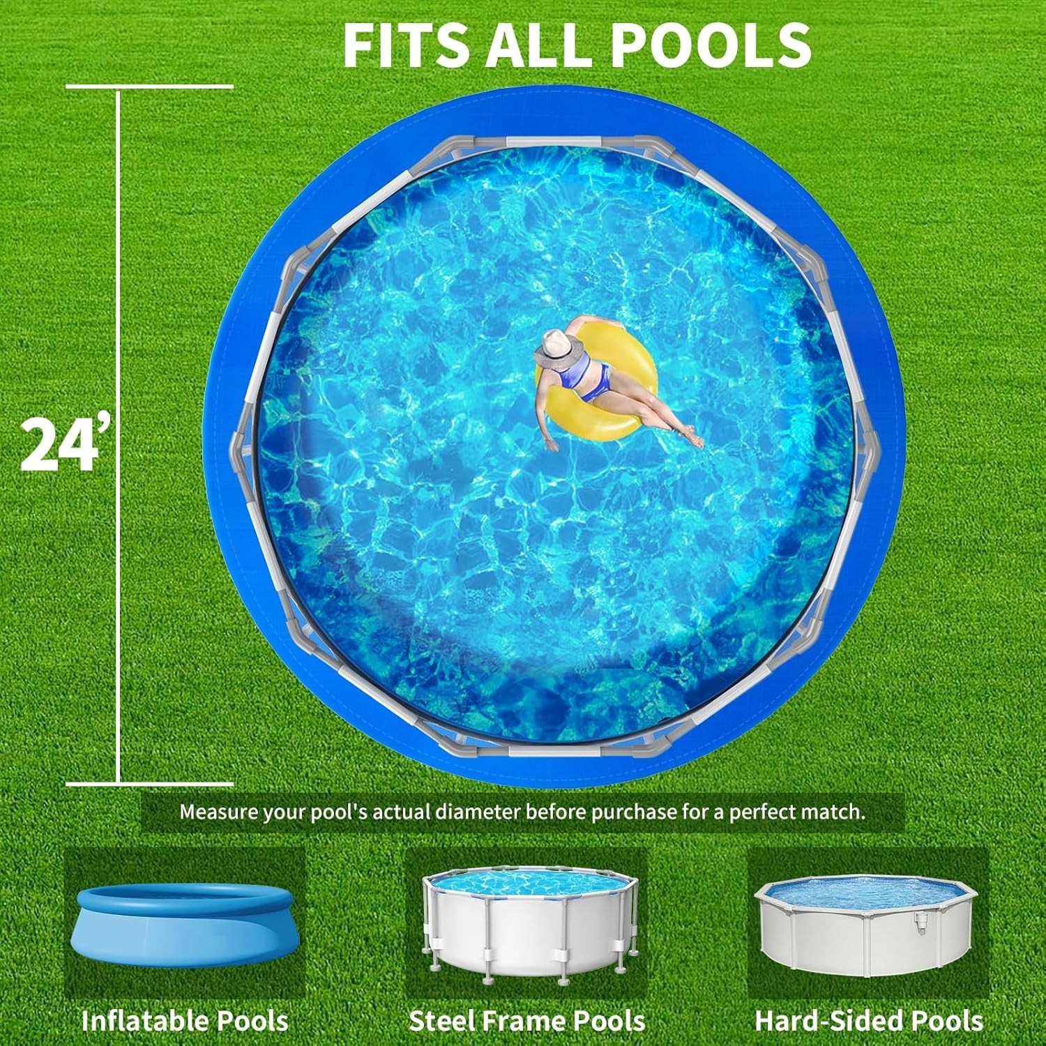 24FT Round Pool Liner Pad for Above Ground Pools, 180 GSM Heavy-Duty Puncture Re gallery