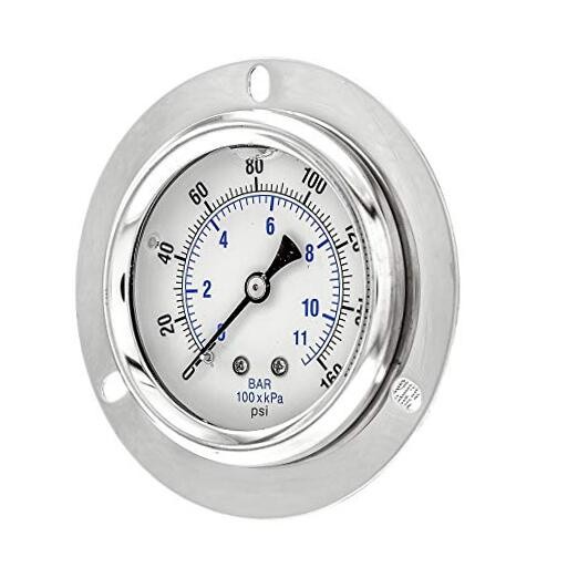 PRO-204L-254F Panel Mount Front Flanged Glycerin Filled Industrial 0 - 160 PSI
