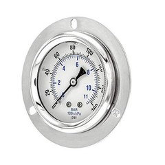 PRO-204L-254F Panel Mount Front Flanged Glycerin Filled Industrial 0 – 160 PSI