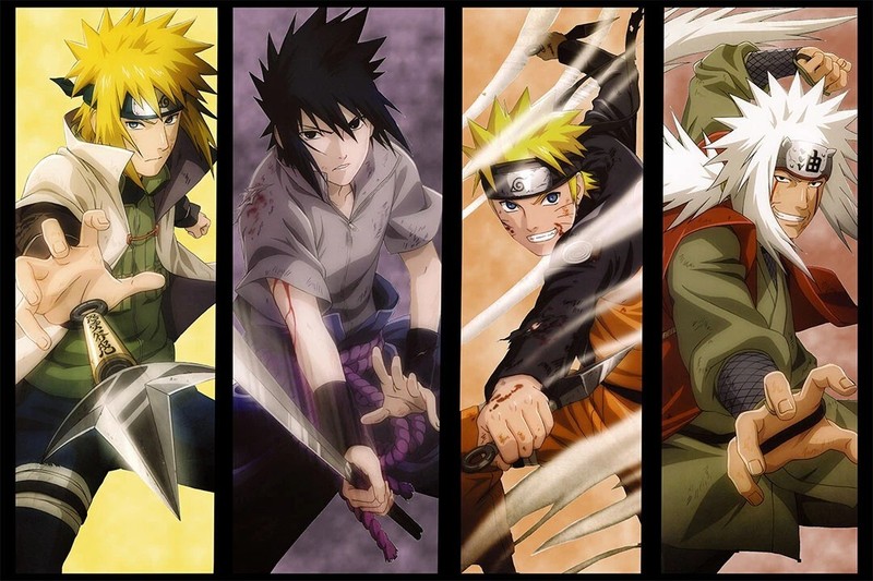Sasuke Minato Jiraiya Naruto Characters Collage Poster print 16x24" home decor gallery