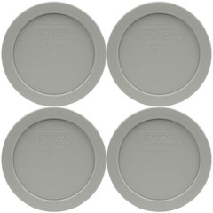 Pyrex 7200-PC Jet Gray Round Plastic Replacement Lid Cover (4-Pack)