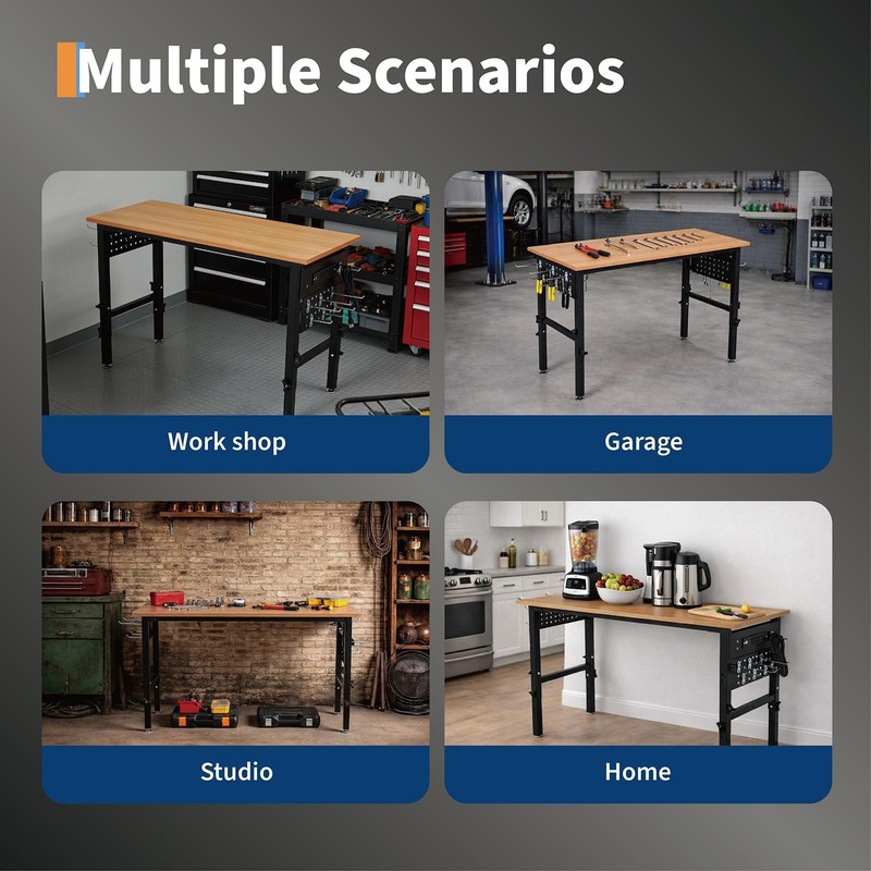 48" Adjustable Height Workbench ,2200LBS Load Heavy-Duty Work Bench Table Garage gallery