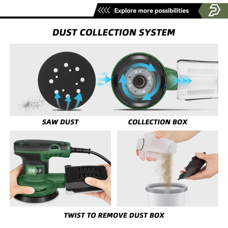 Prostormer 5-Inch Random Orbital Sander with 21PCS Sandpapers,... gallery