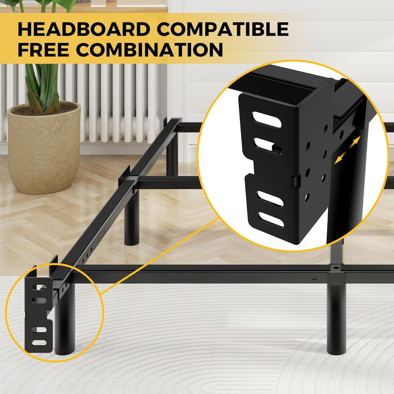 Full Size Metal Bed Frame with LED Lights, Heavy Duty, Easy Assembly, Black gallery