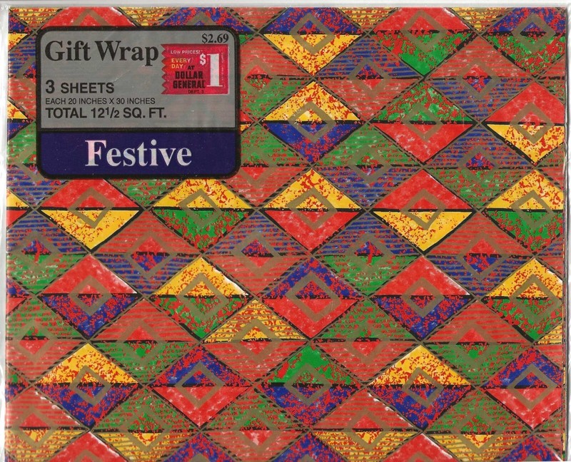 Festive Geometric Gift Wrap, All Occasion, 12.5 sq ft, Bright Colorful, Vintage gallery