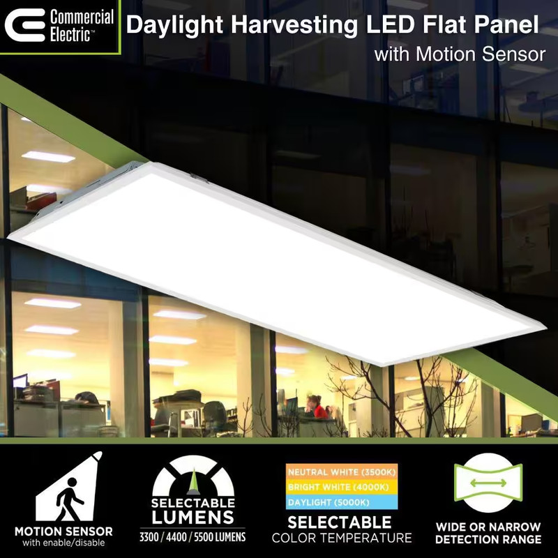 2 Ft. X 4 Ft. Daylight Harvesting Motion Sensor LED Panel Light Troffer Adjustab gallery