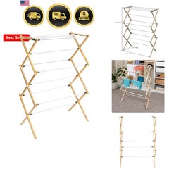 X-Frame Clothes Drying Rack, Stabile Wood Frame with Slanted Feet, Smooth Vin…