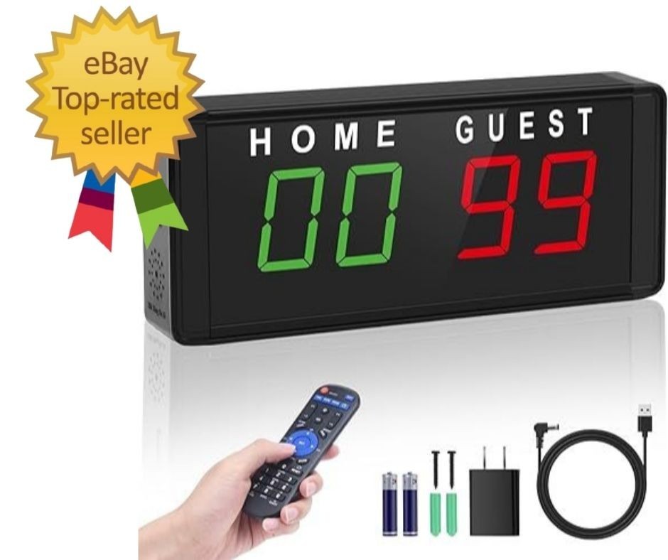 LED Electronic Scoreboard Digital Score Keeper with Remote, Basketball S