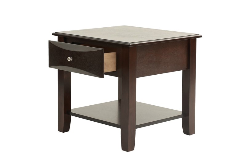 Simple Modern Look Wooden 1pc End Table Living Room Sofa Side Table Veneer Drawe gallery