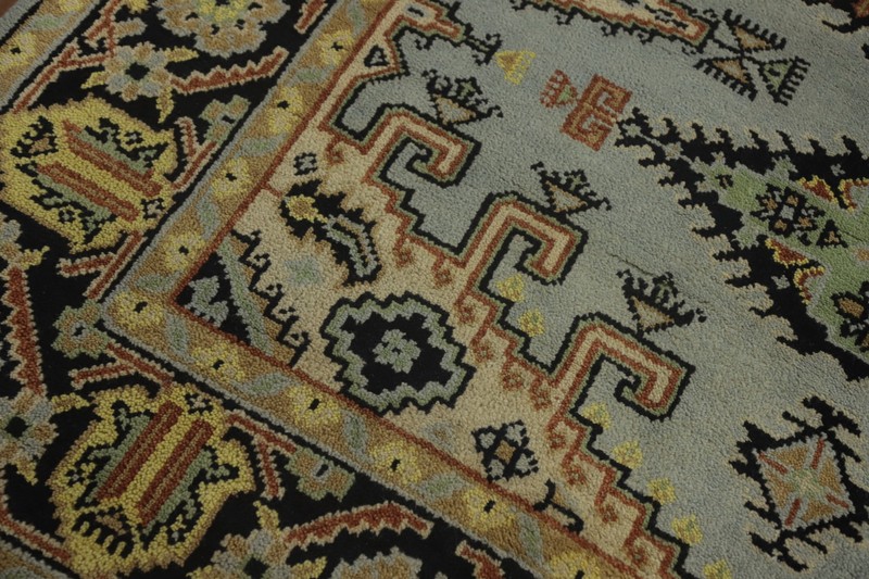 Handmade Light Blue / Gray Wool Indian Area Rug 6x9 Ft Traditional Oriental Rug gallery