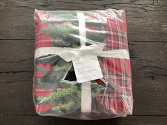 NWT POTTERY BARN ELLIOTT TREE PLAID EMBROIDERED FULL/QUEEN DUVET COVER 92″ x 88″