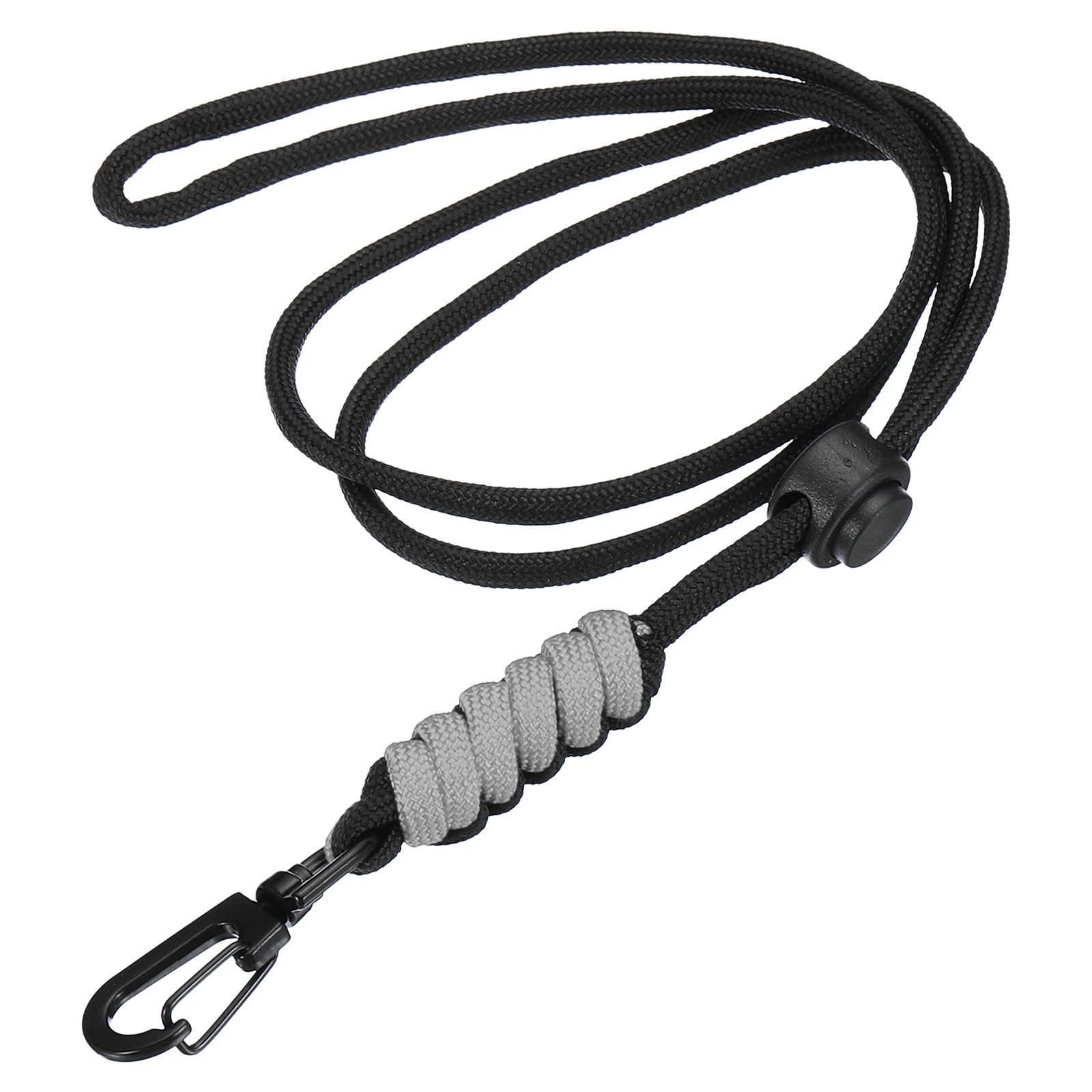 1 Pcs Neck Lanyards Adjustable Lanyards with Metal Clip(Black Grey, 17.7") gallery