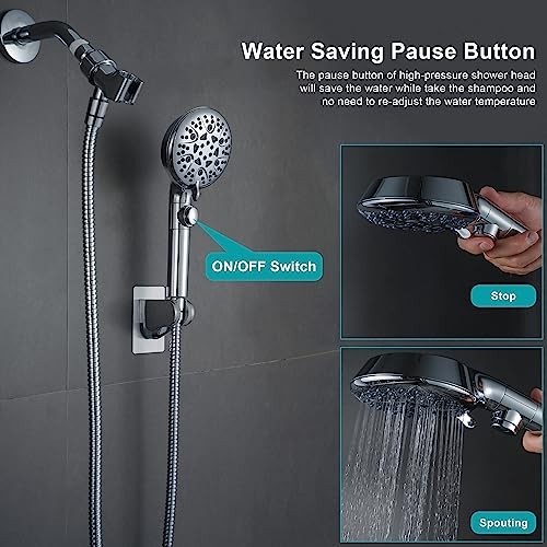 Handheld Shower Head 8 Mode High Pressure with On Off Switch 79 Inch Hose Wall gallery