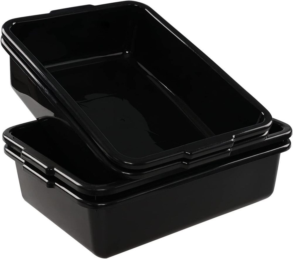 4 Pack Bus Box Commercial, 13 L Dirty Dish Bin Utility Tub, Black