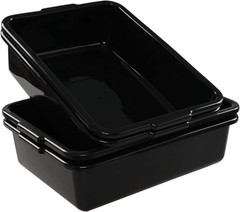 4 Pack Bus Box Commercial, 13 L Dirty Dish Bin Utility Tub, Black