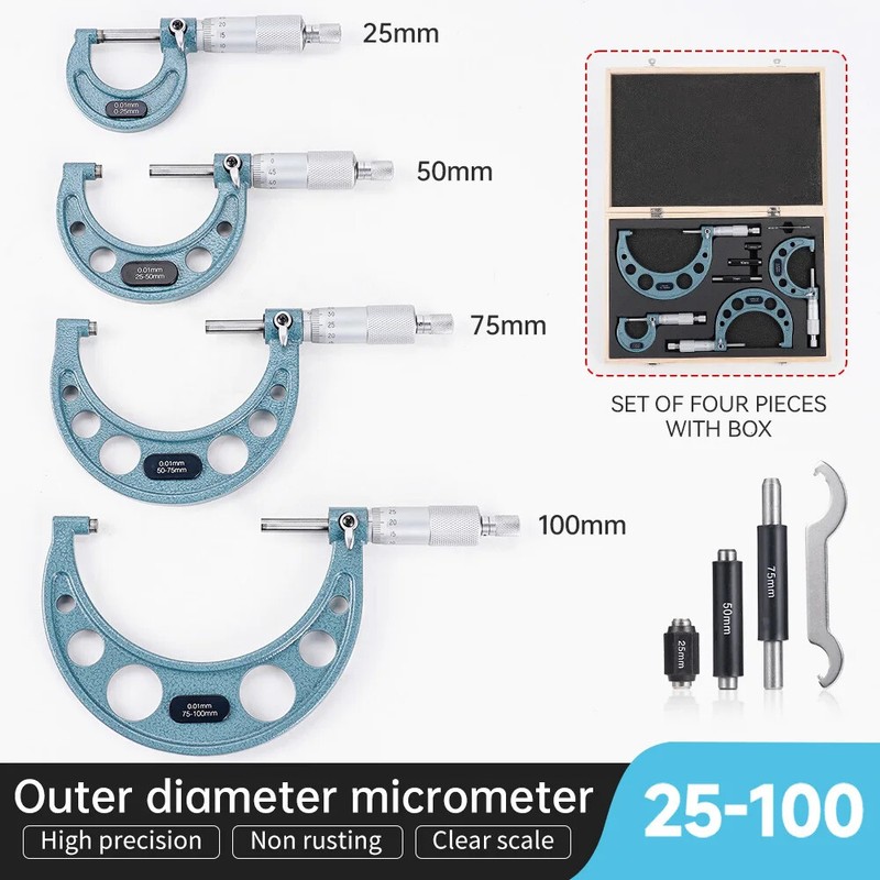 Outside Micrometer Mechanical Micrometer Outside Diameter Measurement 0-100Mm gallery
