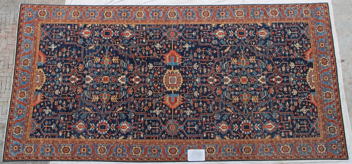 19'.9"x9'.10" Dark Blue Light Blue All Over Oushak HandKnotted Oriental Rug Wool gallery