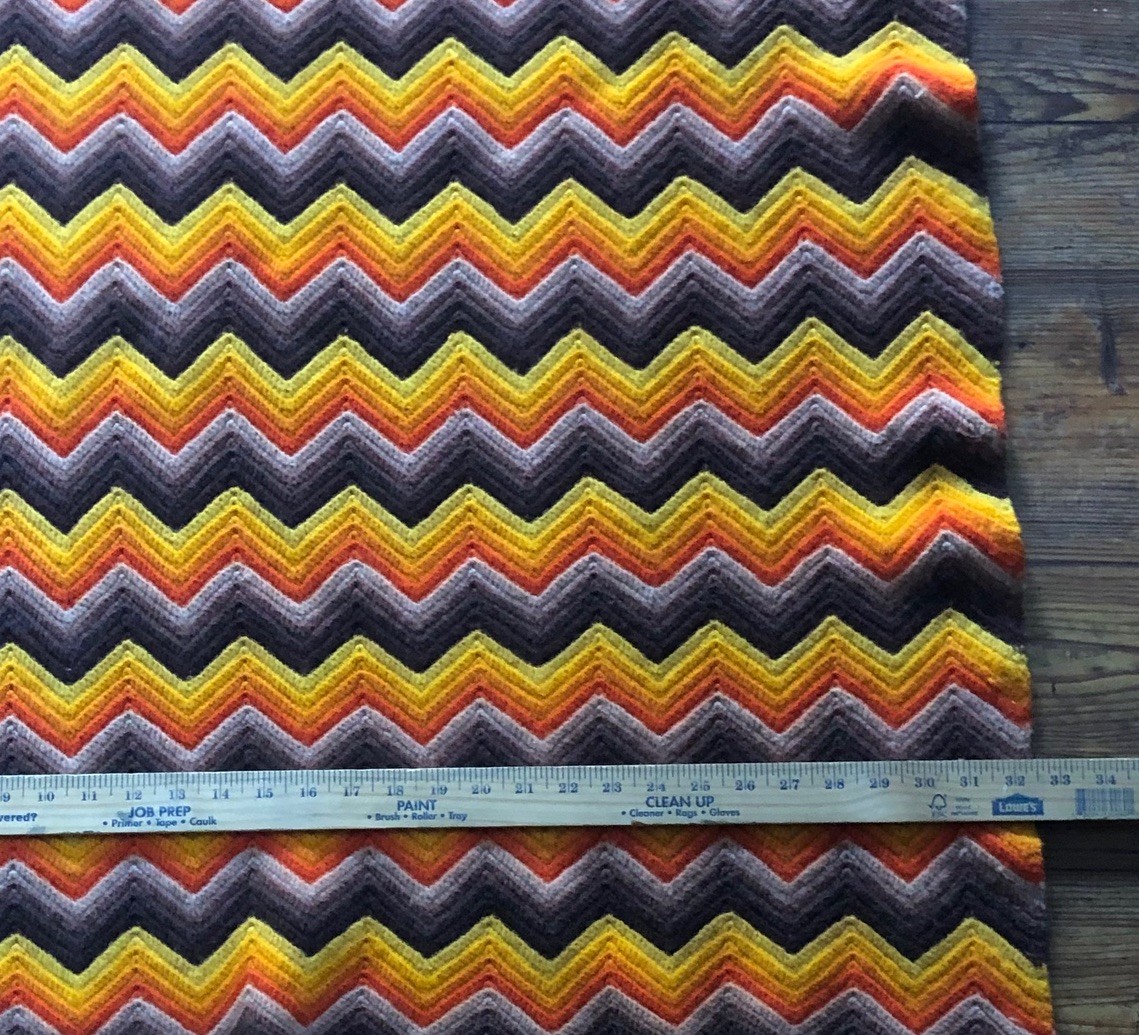 Vtg Handmade Crochet Chevron Stripe Throw Blanket Orange Yellow Brown gallery