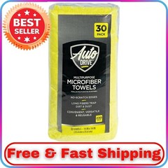 Auto Drive Multipurpose Microfiber Towels, 14″ x 14″, Multicolor, 30-Pack