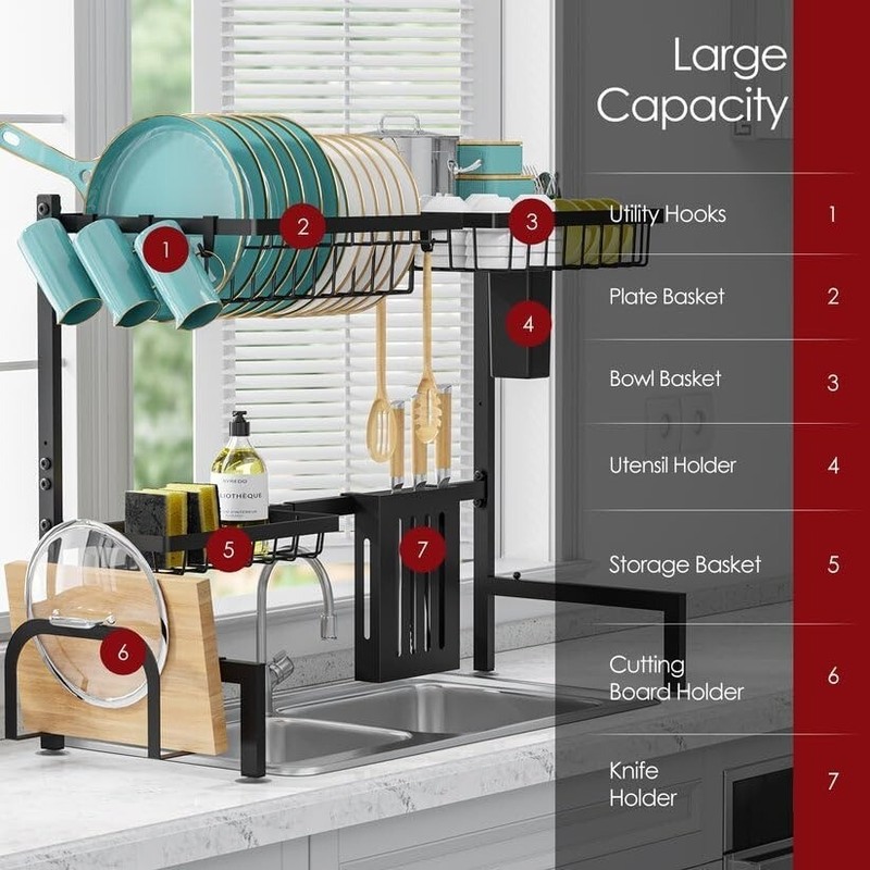 Dish Drying Rack Large Over The Sink Dish Drainer Drying Rack Kitchen Organizers gallery