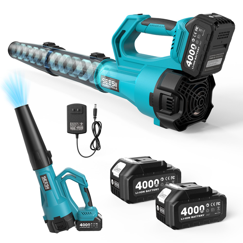 Professional Seesii Leaf Blower 780CFM 400MPH Adjustable Strap 2x4000mah&Charger