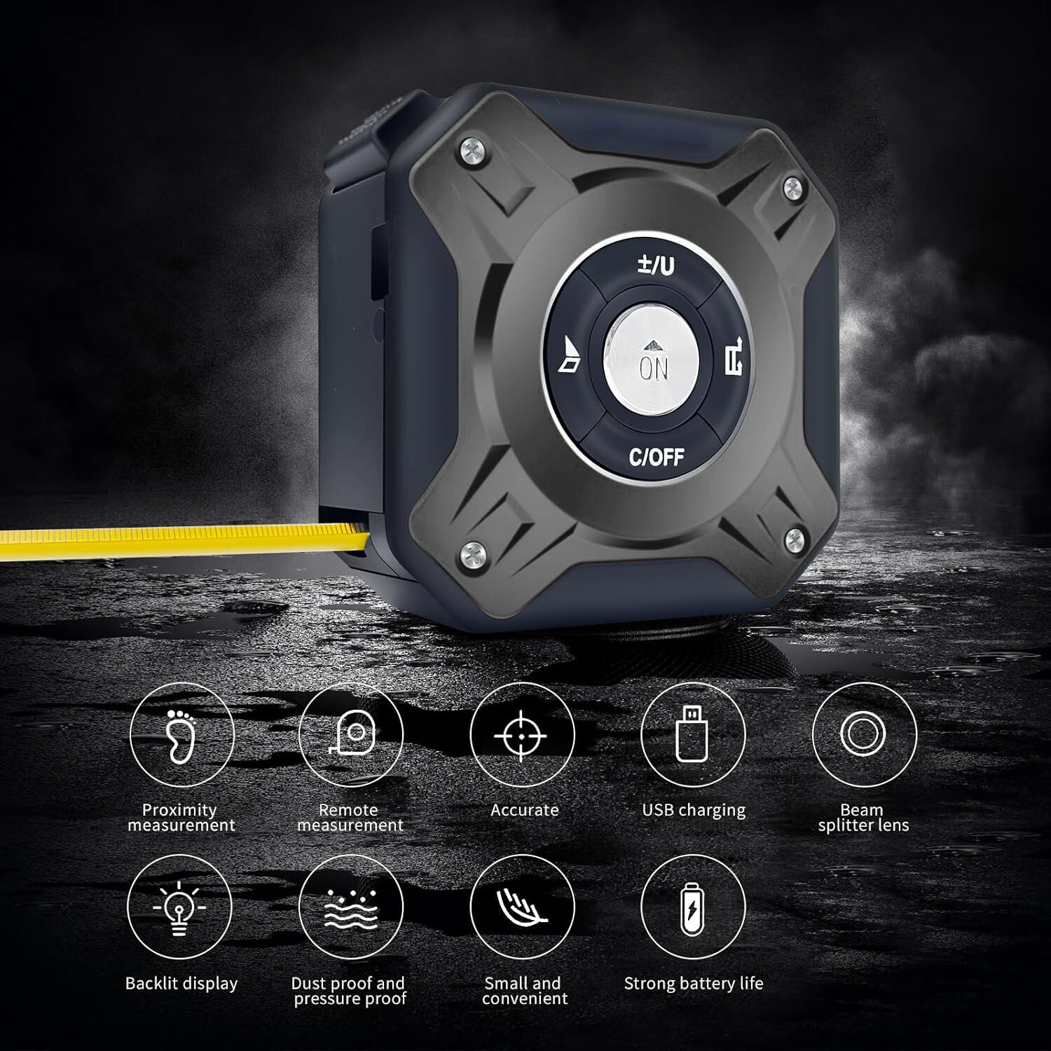 W/ 16ft AutoLock Measuring Tape 2 in 1 Digital Laser Tape Measure 130ft/40m gallery