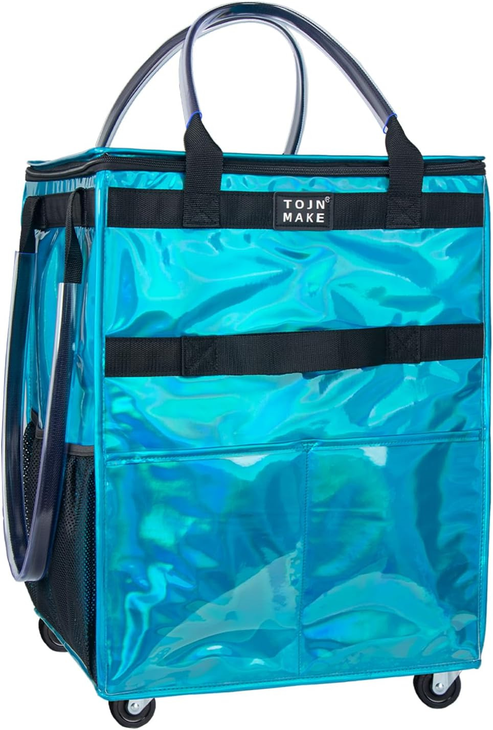Reusable Grocery Bag on Wheels, Shopping Trolley, Rolling Tote with 8 Pockets an gallery