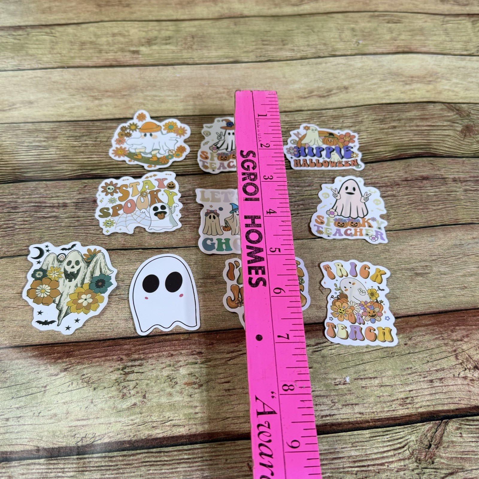 10 Retro Ghost Sticker Cute Halloween Water Bottle Decor gallery