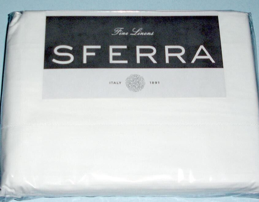 Sferra Leonardo Queen 4 PC. White Percale Sheet Set Italian Spun 100% Cotton New gallery