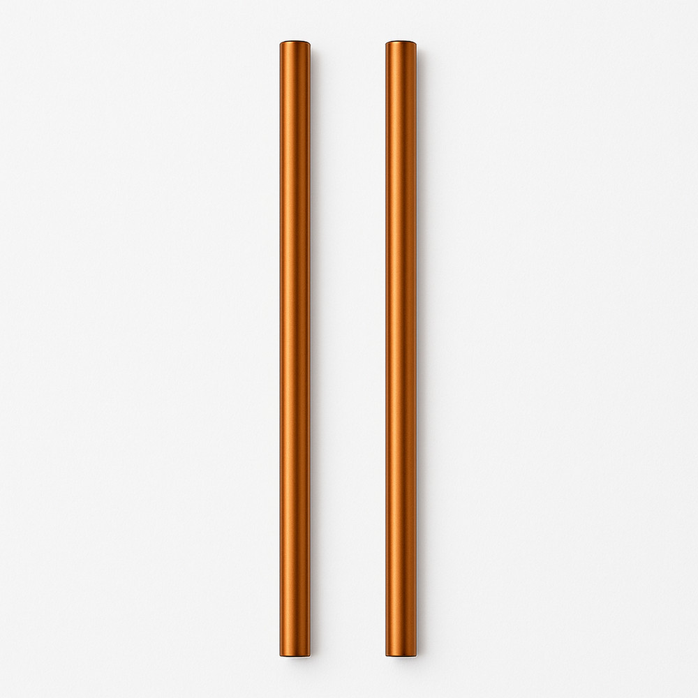 Reusable 100% Copper Drinking Straws 8" – Set of 2 – Solid Metal Cocktail Straws